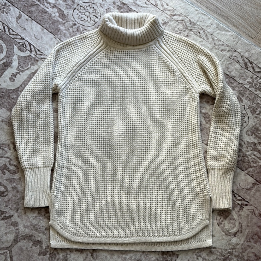 Cream Turtleneck Sweater Dress